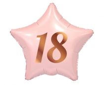 Balón foliový 18. narozeniny - Happy birthday - pastelová růžová hvězda - 45 cm