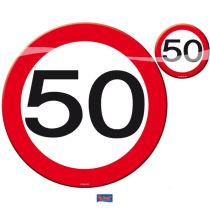 Prostírání dopravní značka 50 let , 4x talíř, 4x sklenička - Párty program