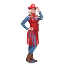 Červená vesta s třásněmi - kovboj, S/M - Kostýmy pro kluky
