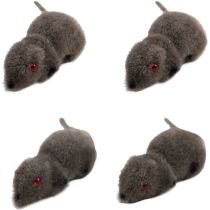 Myš šedá 5cm / 4ks - Halloween - Horrorová párty