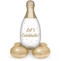 Nafukovací fóliový balón šampaňské s podstavcem 86 cm - Silvestrovská párty