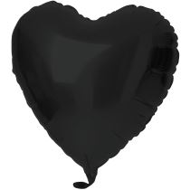Balón foliový srdce - matné černé - 45 cm - Narozeniny