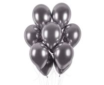 Balónky chromované 50 ks vesmírně šedé lesklé - Silvestr - 33 cm