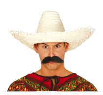 Slaměný klobouk sombrero s bambulkami - Mexiko 50 cm - Klaunská párty