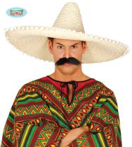 Slaměný klobouk sombrero s bambulkami - Mexiko 60 cm - Masky, škrabošky, brýle