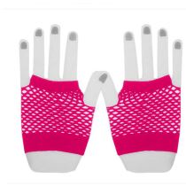 Retro síťované rukavice neon - růžové - 80.léta – disco - Punčocháče, rukavice, kabelky