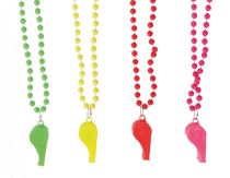 Retro neonové náhrdelníky s píšťalkou - 80.léta - disco - 4 ks - Čelenky, věnce, spony, šperky