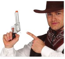 Kovbojská pistole - stříbrná - kovboj - Western - 24 cm - Zbraně, brnění