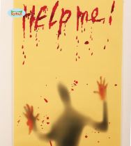 Průhledný plakát do okna  - Halloween - HELP ME! 120 x 63 cm - Halloween dekorace