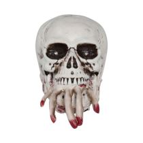 Dekorace Lebka s krvavou rukou - pohyblivá se zvukem a světlem  - Halloween - Halloween dekorace