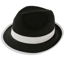 Klobouk Gangster - mafián černý s bílou páskou - mafie - Klobouky, helmy, čepice