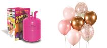 Helium a sada latex. balónků - chrom. růžová 7 ks, 30 cm - Helium