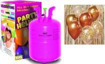 Helium a sada latex. balónků - chrom. růžovozlatá / rose gold 7 ks, 30 cm - Helium