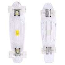 Penny board Maronad Retro Transparent se svítícími kolečky Barva bílá - Skateboardy a longboardy