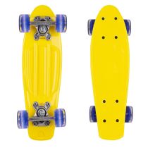 Mini penny board WORKER Pico 17" se svítícími kolečky Barva žlutá deska, tmavě modrá kolečka - Skateboardy a longboardy