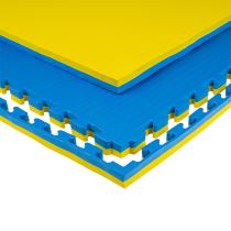 Puzzle tatami podložka inSPORTline Malmeida 100x100x4 cm Barva modro-žlutá - Puzzle podložky