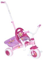 Dětská Barbie tříkolka s vodící tyčí - Kovová odrážedla