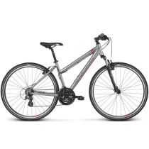 Dámské crossové kolo Kross Evado 2.0 D 28" - model 2022 Barva stříbrná/červená, Velikost rámu L (19") - Dámská trekingová a crossová kola