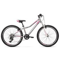 Juniorské dívčí kolo Kross LEA JR 2.0 24" - model 2021 Barva stříbrná/růžová/bílá, Velikost rámu 12" - Dětská kola