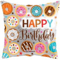 Foliový balónek polštář Donut - Happy Birthday - narozeniny - 45 cm - Fóliové