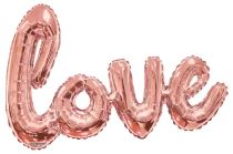 Balónek foliový LOVE - Valentýn / Svatba - rose gold - růžovo zlatý - 91 cm - Masky, škrabošky, brýle