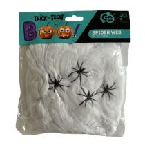 Pavučina bílá s pavouky 20g + 4 pavouci - Halloween - Dekorace