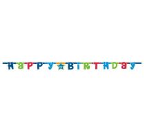 HAPPY BIRTHDAY - narozeniny - girlanda -180 cm MODRÁ - Papírové