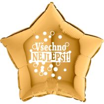 Balón foliový - Všechno nejlepší - hvězda zlatá - 43 cm - Párty program