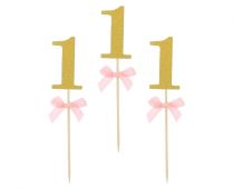 Zapichovátka do cupcaku 1. narozeniny - holka - růžové - 10 ks - 1. Narozeniny holčička
