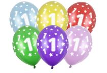 Silné Balónky 30cm metalické mix - narozeniny - Birthday No.1 - Helium