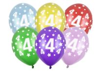 Silné Balónky 30cm metalické mix - narozeniny - Birthday No.4 - Helium