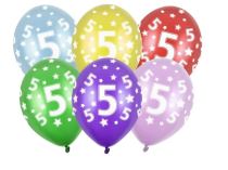 Silné Balónky 30cm metalické mix - narozeniny - Birthday No.5 - Helium