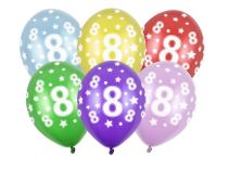 Silné Balónky 30cm metalické mix - narozeniny - Birthday No.8 - Helium