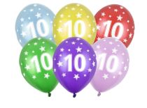 Silné Balónky 30cm metalické mix - narozeniny - Birthday No.10 - Helium