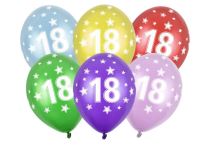 Silné Balónky 30cm metalické mix - narozeniny - Birthday No.18 - Helium