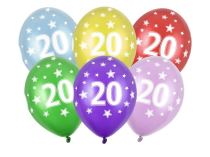 Silné Balónky 30cm metalické mix - narozeniny - Birthday No.20 - Helium