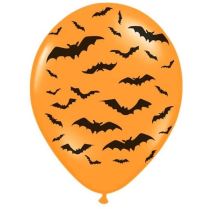 Latexové balónky oranžové - netopýři - 30 cm - Halloween - 6 ks - Pálení čarodějnic 30/4