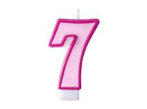 Narozeninová svíčka 7, růžová, 7 cm - Hello Kitty - licence