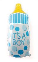 Balón foliový dětská láhev kluk - chlapeček - Baby shower - 80 cm - Baby shower – Těhotenský večírek