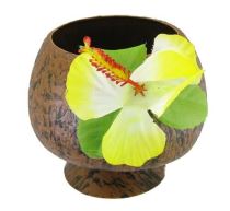 Plastový kelímek - Kokosový pohár s květinou - Havaj - Tématické