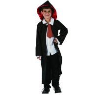 Kostým čaroděj 110-120 cm (plášť s kapucí, kravata) - Klobouky, helmy, čepice