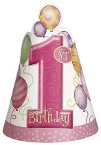 Kloboučky  1. narozeniny 8 ks růžové - Balónky