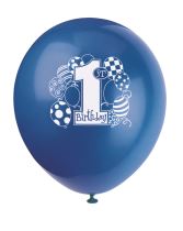 Balónky 1. narozeniny kluk - 8 ks - 30 cm modré - Helium