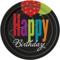 TALÍŘE - HAPPY BIRTHDAY - narozeniny - 8 ks / 17,5cm - Balónky