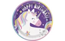 Talíře JEDNOROŽEC - UNICORN - Happy birthday - narozeniny - 8 ks - 22 cm - Unicorn - jednorožec