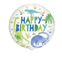 Balón foliový DINOSAURUS - Zelenomodrý - Happy birthday - Všechno nejlepší - 45 cm - Jurský park
