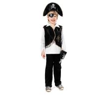 Sestava pirát (vesta, klobouk, hák, kryt na oko,náušnice)