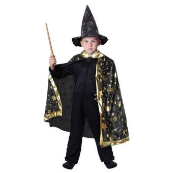 Kostým - černý plášť kouzelník  - vel. 3-10 let (104-110 cm)
