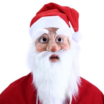 maska Santa Claus s vousy a čepicí - vánoce