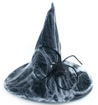 Klobouk čarodějnice - čaroděj s pavučinou a pavoukem - dospělý - Halloween
